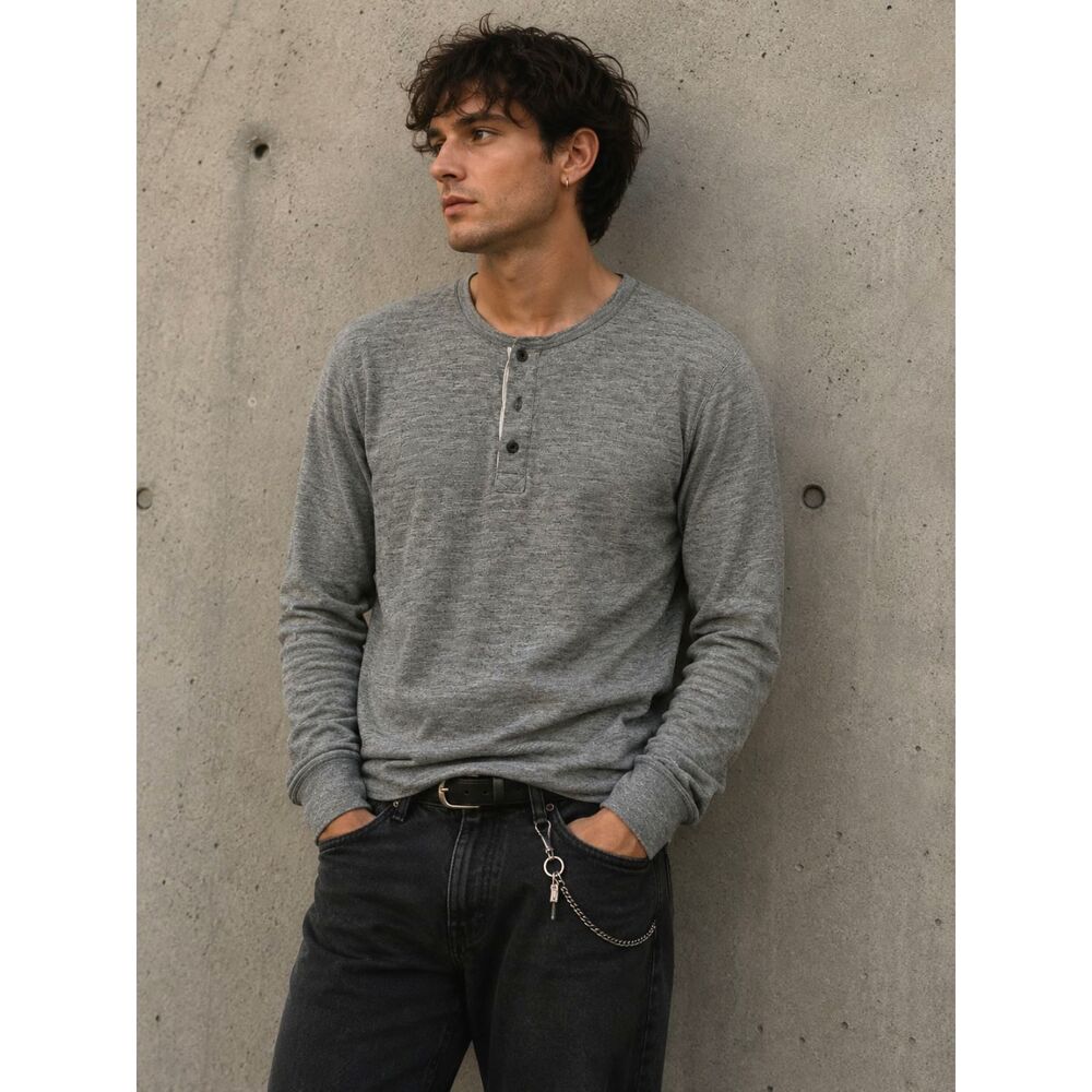 Rag & Bone New York Gray Henley T Shirt Tee Top   Mens Size Large